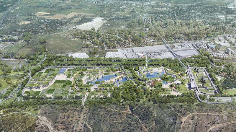 Vista aérea de la zona donde se ubicará el centro de ocio. EPDA Vista aérea de la zona donde se ubicará el centro de ocio. EPDA