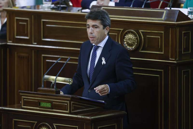 El presidente de Valencia, Carlos Mazón durante una intervención en el Senado. Archivo/EFE/Juan Carlos Hidalgo

