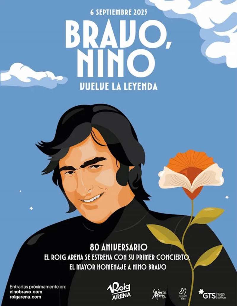 Cartel anunciador del concierto en homenaje a Nino Bravo facilitado por los organizadores.
