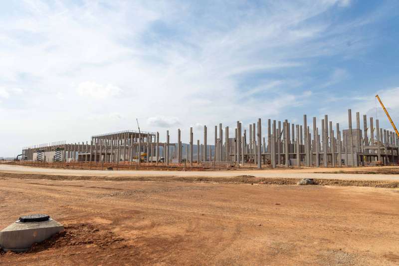Las obras de la planta de Volkswagen en Sagunt.  Foto: PowerCo