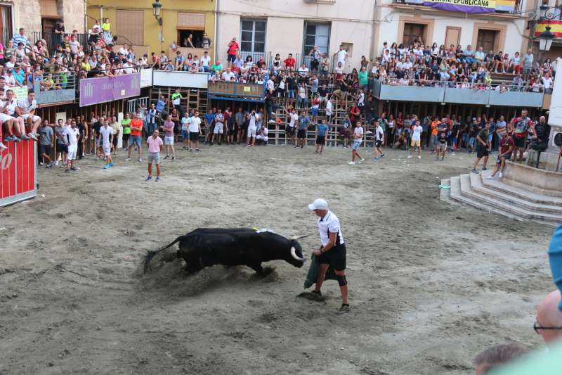 Ferrer recortando al toro que le corneó