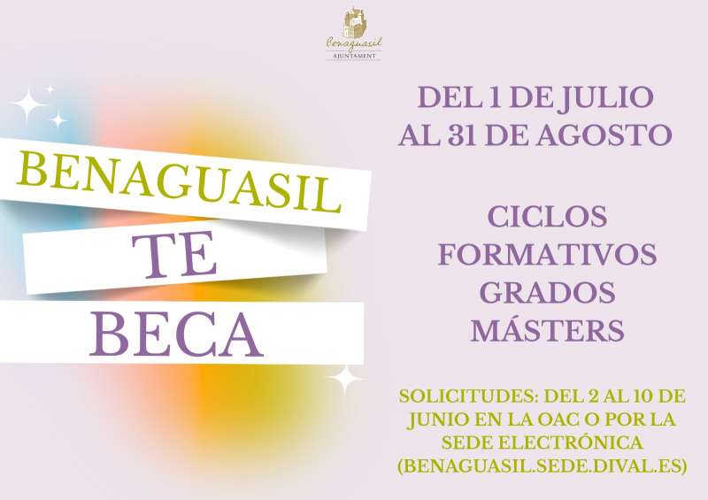 Cartel de la convocatoria Benaguasil te beca. EPDA