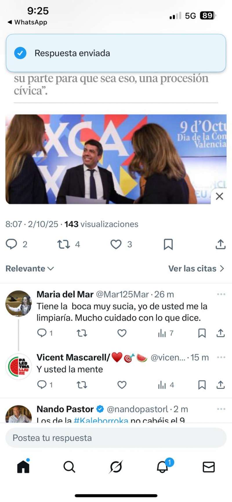 Comentarios en X.  EPDA 