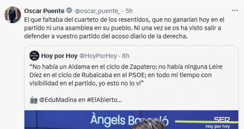 Captura del post del ministro. EPDA