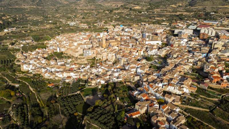 Vista area de Chelva, en La Serrana de Valencia. EPDA