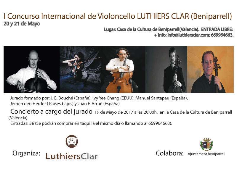 Cartel del I Concurso Internacional de Violoncello Luthiers Clar. EPDA
