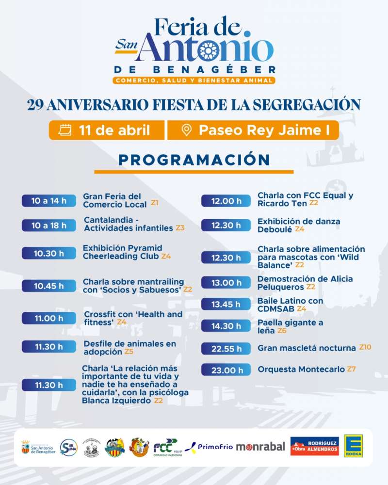 Programaci�n de la Fiesta de la Segregaci�n 2026 de San Antonio de Benag�ber. EPDA