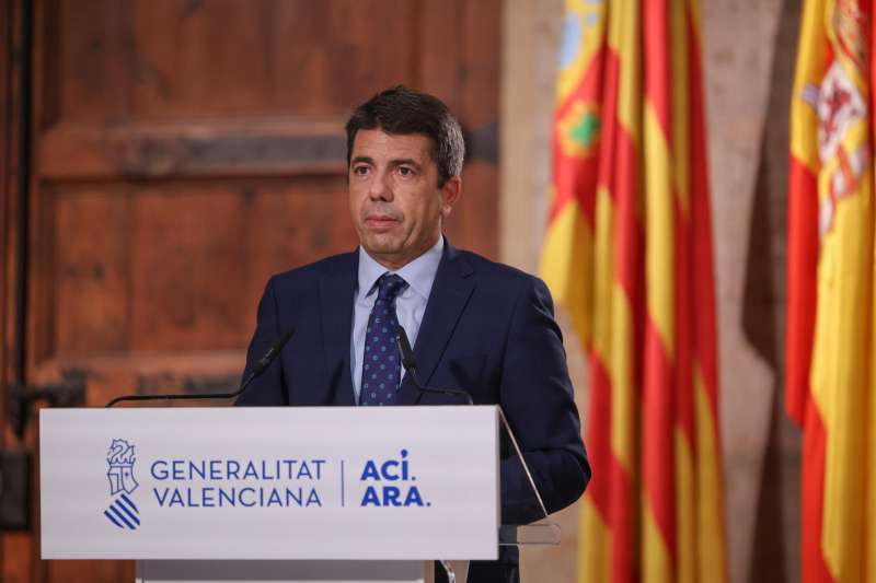 El president de la Generalitat, Carlos Mazn, durante la declaracin institucional con motivo del Da de la Comunitat Valenciana. EFEGVA