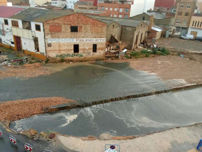 La calle Pelayo un da de lluvia, antes de concluir las obras. EPDA
