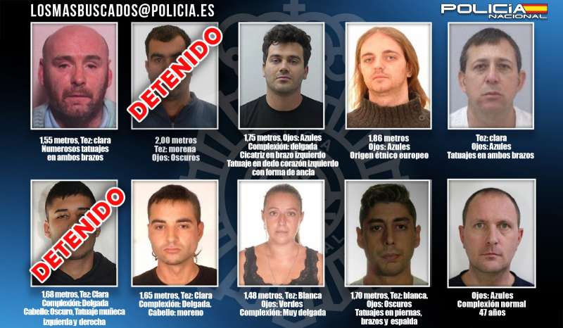 Imagen actualizada de los fugitivos más buscados.