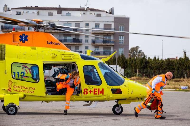 Imagen del helicÃ³ptero medicalizado del hospital. /EPDA