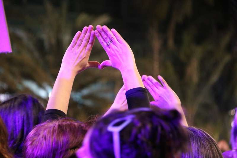 Un momento durante una manifestacin del 8M en Valencia./LAURA FLORENITNO