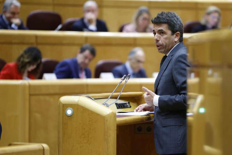 El presidente de la Generalitat Valenciana Carlos Mazón, interviene en el Senado. EFE/Mariscal
