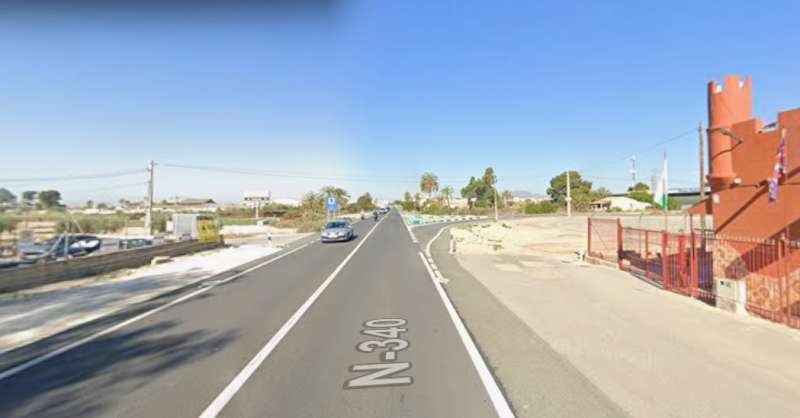 Kilómetro 723 de la N-340 a su paso por Elche. / Google Maps