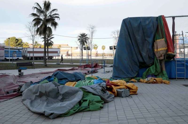 Estado que presentaba el castillo hinchable tras el accidente. EFEAna EscobarArchivo

