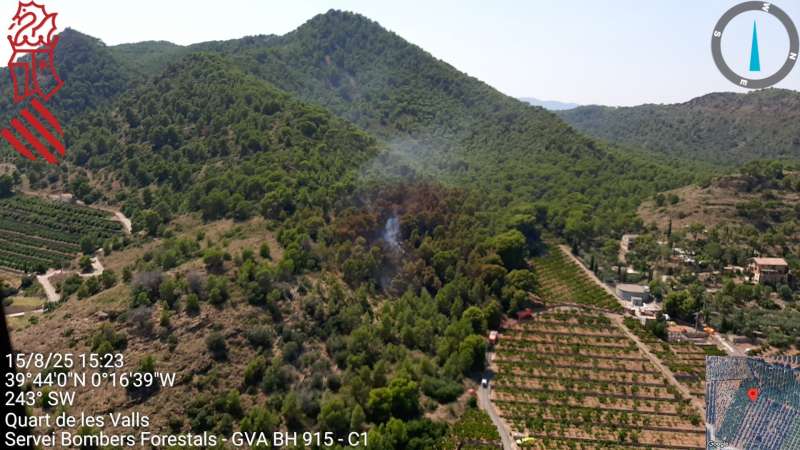 Vista area del incendio |  Emergncies 112CV  va X