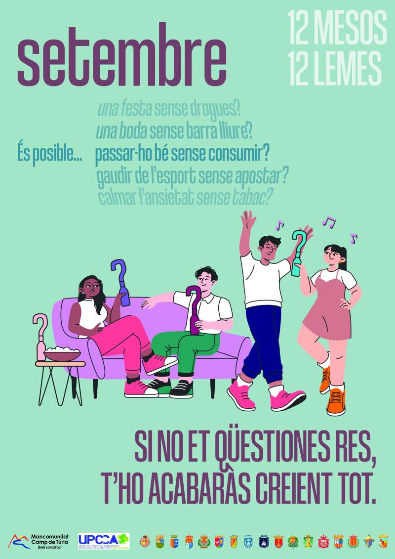 Cartell de la campanya de 12 mesos, 12 lemes de setembre de la UPCCA Camp de Tria. EPDA