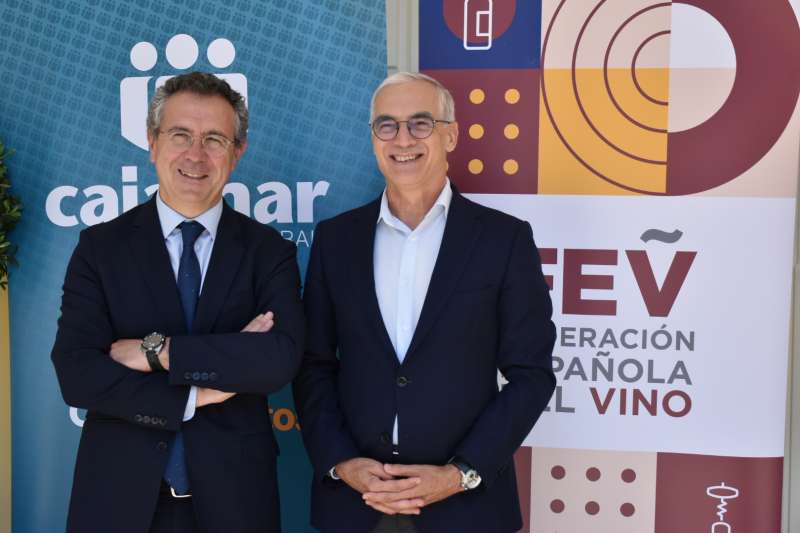 El presidente de Cajamar, Eduardo Baamonde, y el director general de la Federacin Espaola del Vino, Jos Luis Bentez

 