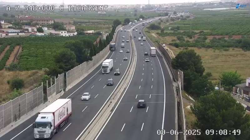 La A-7 a la altura de Picassent. EPDA