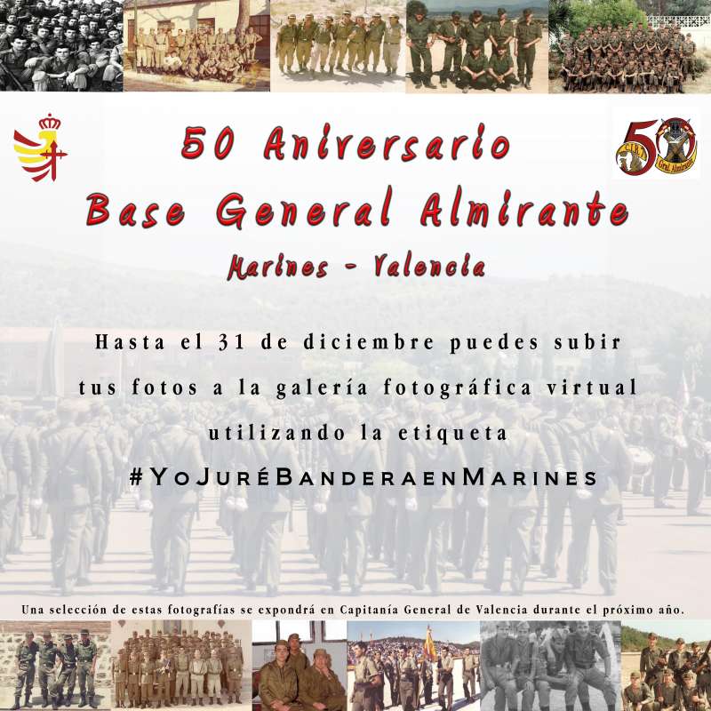 Cartel de los 50 años de la llegada a la Base Militar de Marines (Valencia)