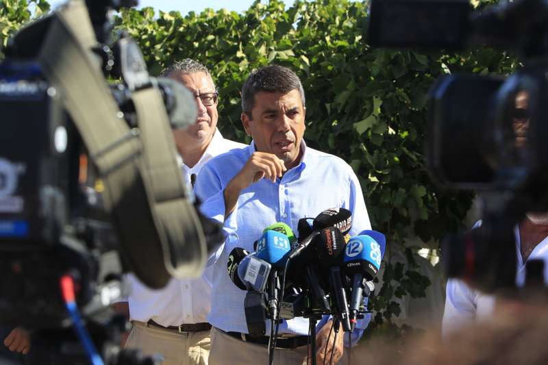 El president de la Generalitat, Carlos Mazn, en un acto sobre la uva D.O. Embolsada del Vinalop, este jueves. EFEMorell