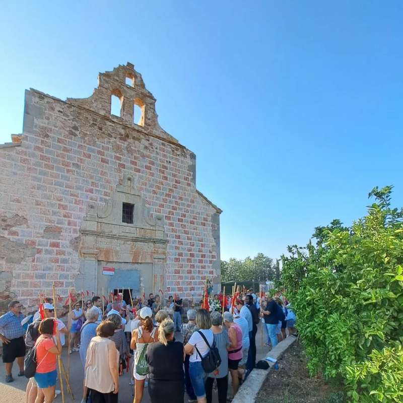 La romeria de Benicalaf en larribada a lermita.  Foto: Aj. Benavites