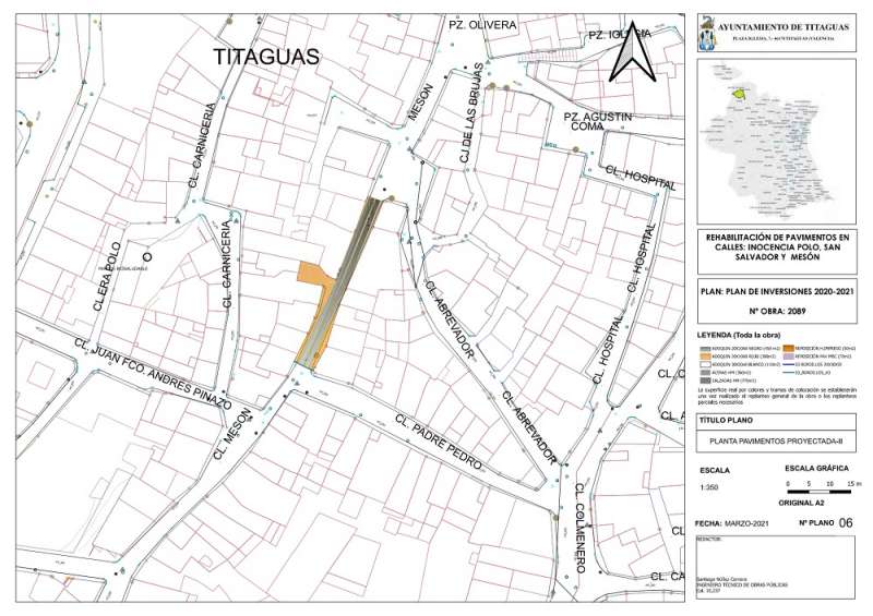 Mapa de la renovaciÃ³n de calzada de Titaguas. EPDA.