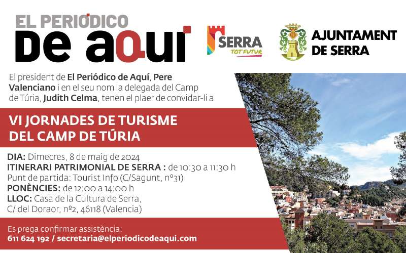 Invitació a les VI Jornades de Turisme del Camp de Túria. /EPDA