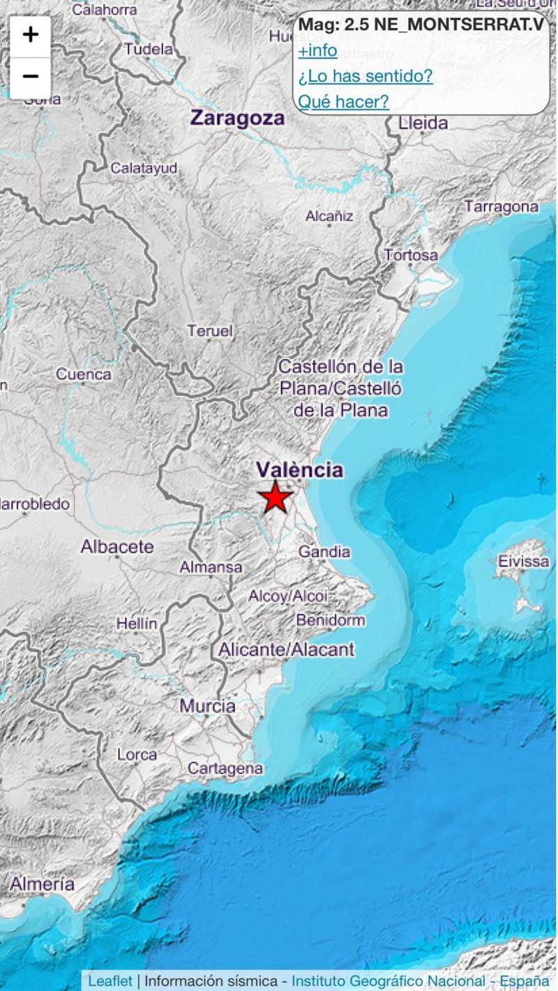 Imagen del Instituto Geogrfico Nacional con la ubicacin del sesmo de Montserrat  Foto: EFEIGN.
