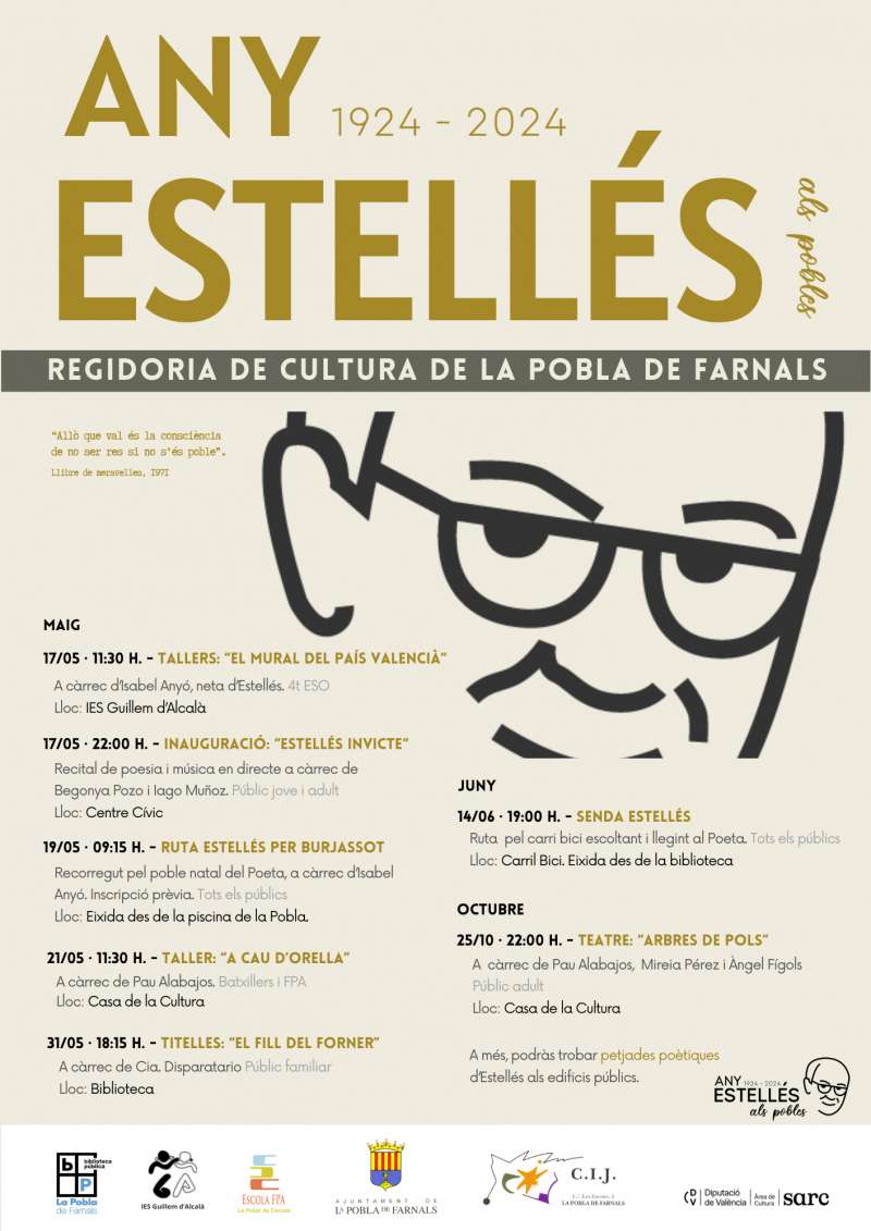 El cartell amb la programaci cultural. EPDA