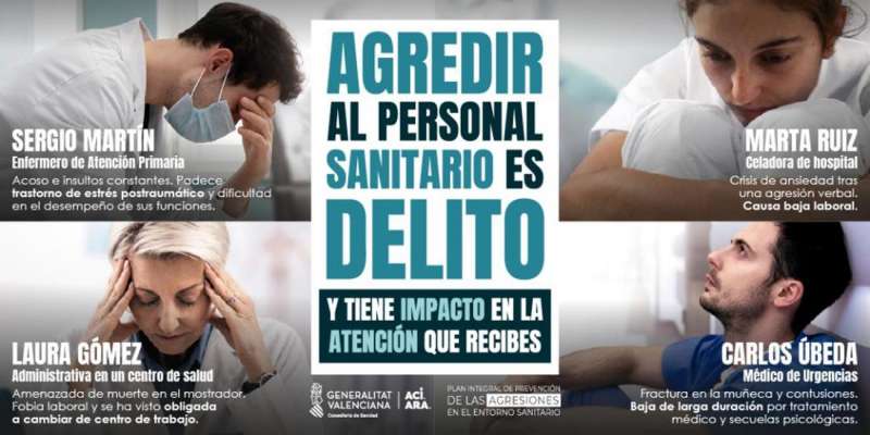 Imagen cedida por la Generalitat de la campaa contra las agresiones al personal sanitario.EPDA