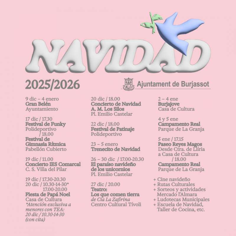 Cartel con la programaci�n navide�a de Burjassot.  EPDA