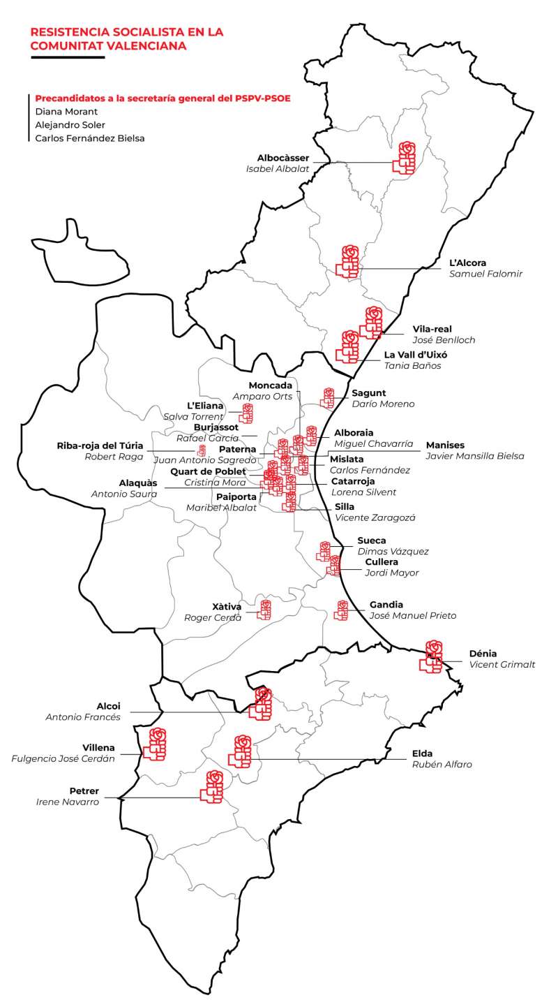 El mayor poder institucional del PSPV-PSOE por capitales de comarcas y municipios de más de 20.000 habitantes. ANA GAUSACH