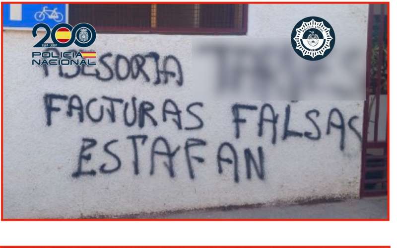 Imagen de una de las pintadas compartida por la Policía Nacional.
