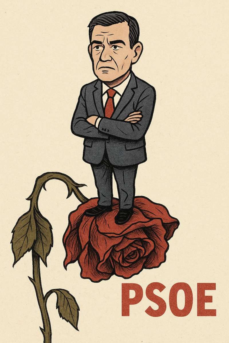 Del PSOE al Partido Sanchista: un riesgo muy real de desaparición. /Imagen realizada con IA