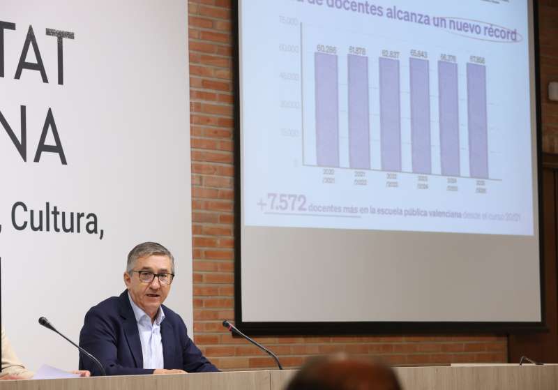 El Conseller d"Educació, José Antonio Rovira, durant la seua compareixença./EPDA