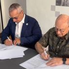 Juan José Tirado, presidente del Consejo de Colegios de Enfermeras y Enfermeros de la Comunitat Valenciana (CECOVA) y Rafael Giménez, presidente de la Fundación El Olmo (organismo impulsor del CIT RuralTEC). / EPDA