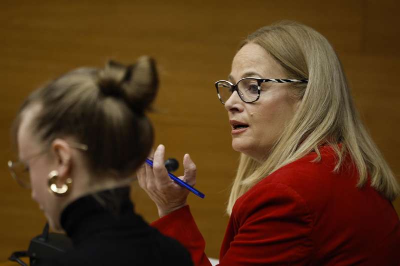 La diputada socialista Rosa Peris durante una intervención en la Comisión de Políticas de Igualdad de Género de Les Corts Valencianes. EFE/Biel Aliño /Archivo