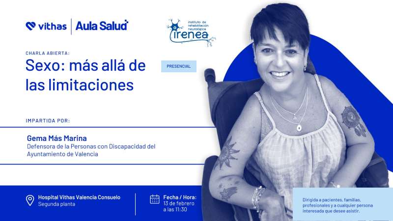 La sesión, enmarcada en la iniciativa Vithas Aula Salud e impartida por la defensora de las personas con discapacidad de la ciudad de Valencia, se celebrará el 13 de febrero a las 11:30 horas en la segunda planta del hospital y estará abierta a pacientes, familias, profesionales y público general