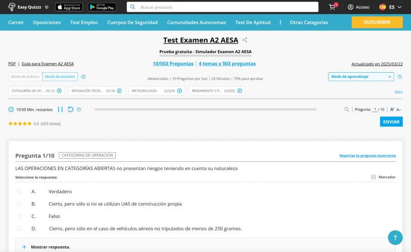 Test A2 drones: cómo preparar el examen de AESA sin perder tiempo (y aprobar con seguridad)