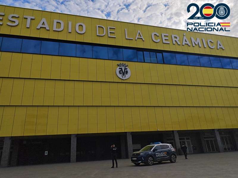 Imagen del estadio de La Cerámica del Villarreal CF, en una imagen difundida por la Policía Nacional.
