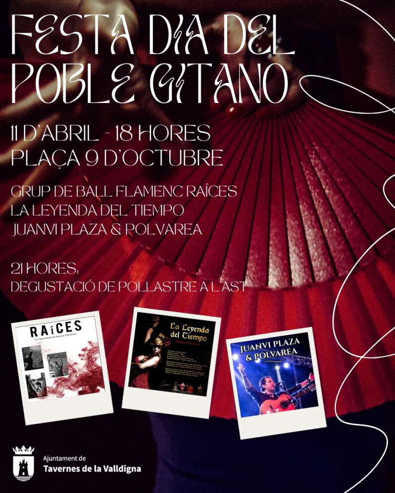 Cartell anunciador de la Festa del Dia del Poble Gitano a Tavernes de la Valldigna. / EPDA