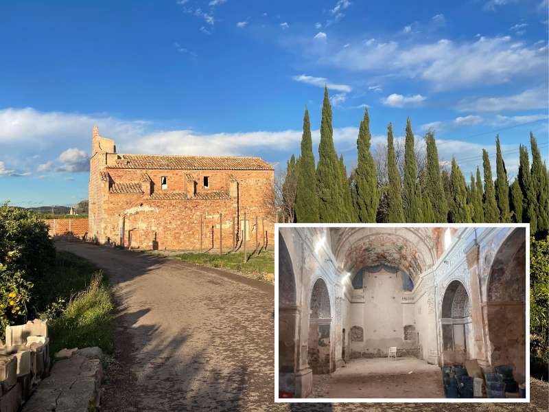 Exterior e interior de la iglesia de Benicalaf, templo de Benavites que lleva una década sometido a varias actuaciones para salvarlo del abandono. / Fotos: Borja Pedrós