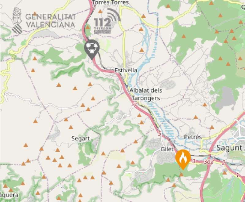 Mapa facilitado por los servicios de emergencias. /EPDA