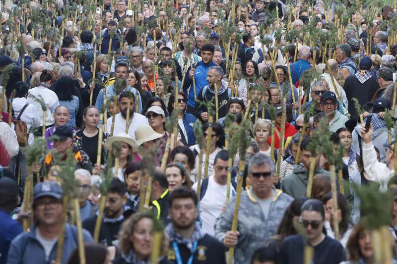 Decenas de miles de alicantinos recorren a pie la distancia que separa la concatedral de San Nicolás y el monasterio de Santa Faz en la segunda romería más multitudinaria de España. EFE/Morell
