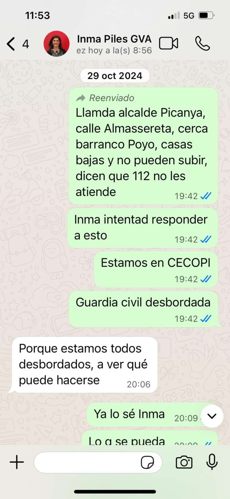 El intercambio de mensajes que ya obra en la causa judicial de la dana. / EFE
