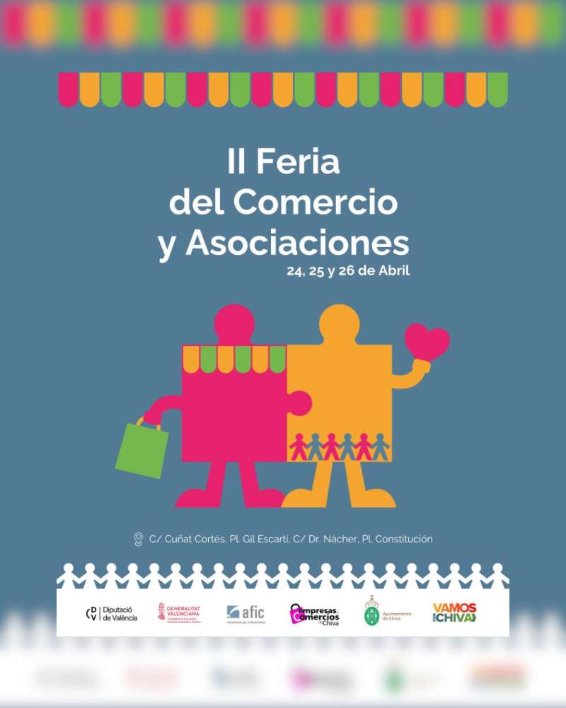 Cartel informativo sobre la II Feria del Comercio y Asociaciones en Chiva. / EPDA
