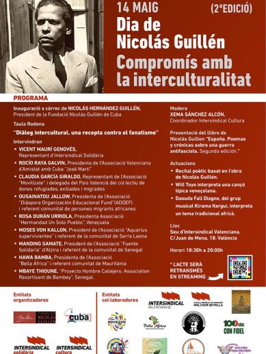 Cartel II Jornadas Nicolás Guillén en Intersindical Valenciana. Cartel II Jornadas Nicolás Guillén en Intersindical Valenciana.
