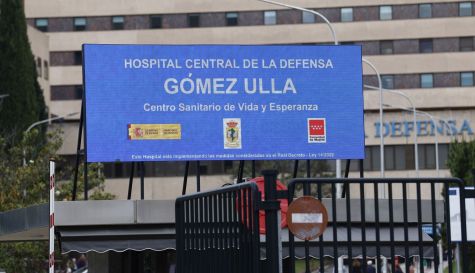 Acceso principal del Hospital Central de la Defensa Gómez Ulla, donde permanece ingresado el único hombre con hantavirus de España..