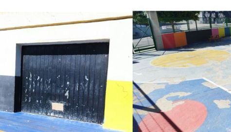Portes del magatzem d’infantil i pis del pati que es va inundar amb la DANA (i no s’ha fet cap reparació). Portes del magatzem d’infantil i pis del pati que es va inundar amb la DANA (i no s’ha fet cap reparació).